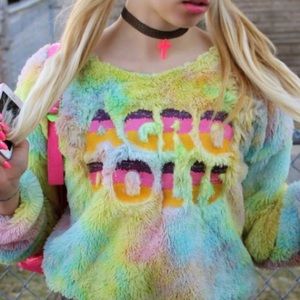 Fuzzy colorful cute  kpop sweater